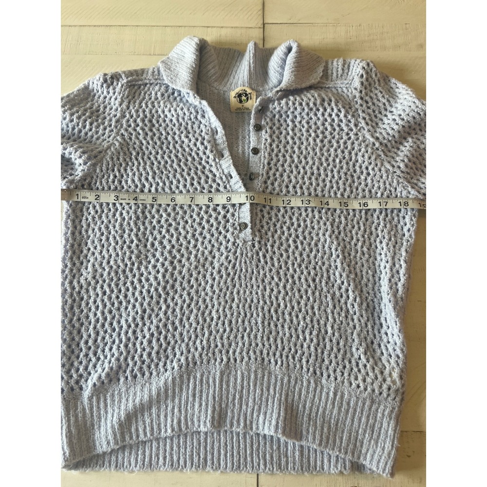 Free People Care Snowdrift Periwinkle Henley Pullover Sweater Size Medium - Picture 4 of 7